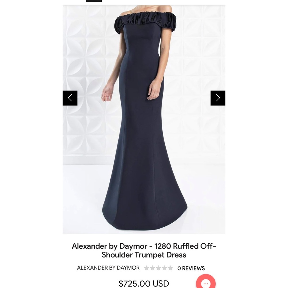 Alexander by Daymor 1280 Ruffled Off-Shoulder Trumpet Dress